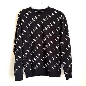 Jordan Black Sweatshirt with White Allover Logo